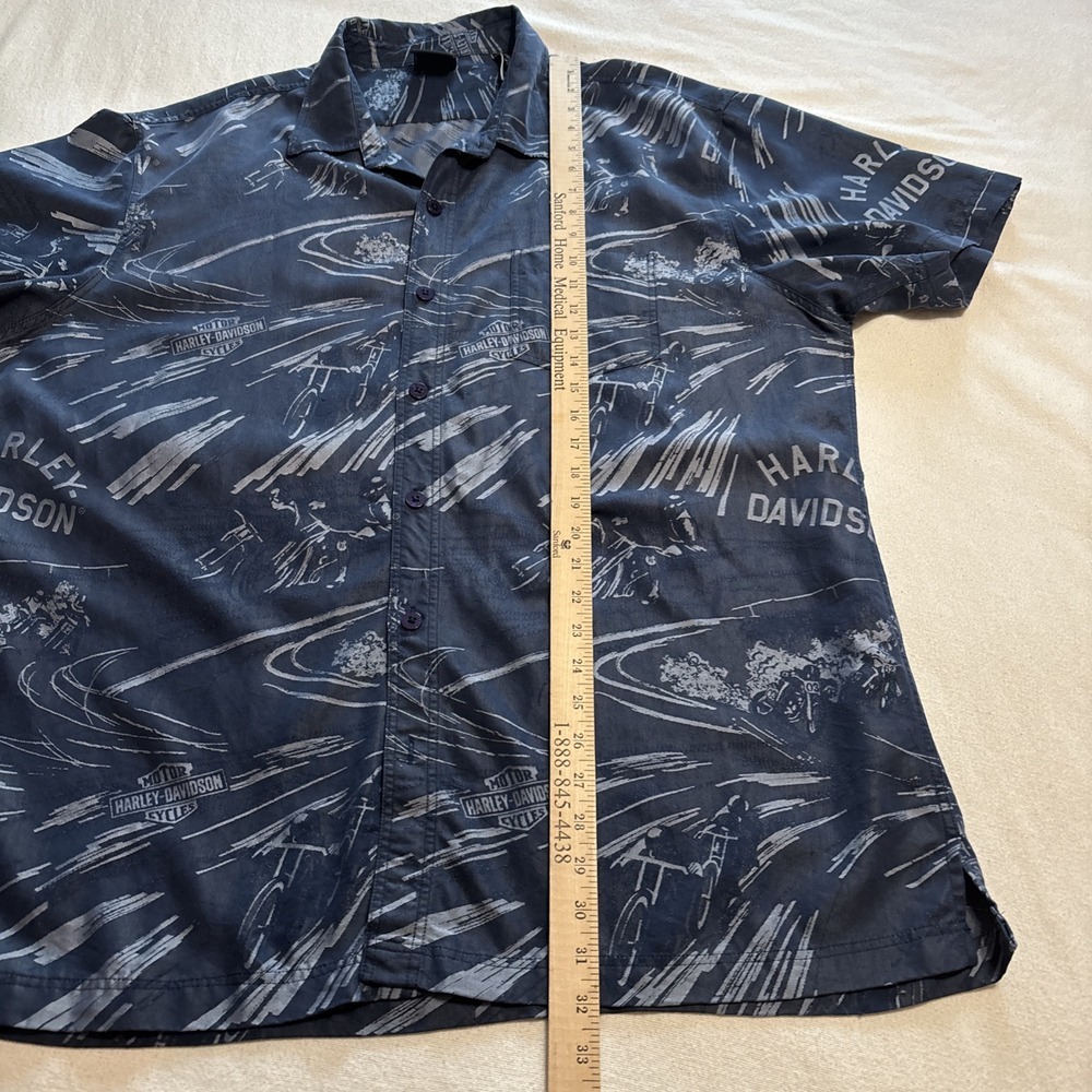 Harley-Davidson Shirt‎ Mens 2XL Short Sleeve Button-Up All Over Print Rayon - Picture 4 of 8